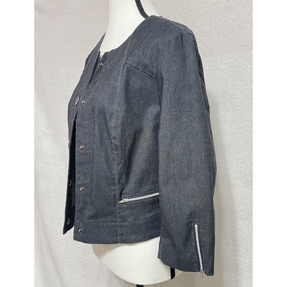 Renuar Womens Size 8 NWT Dark Wash Bolero Stretch Denim Jean Jacket Blazer - Picture 2 of 8